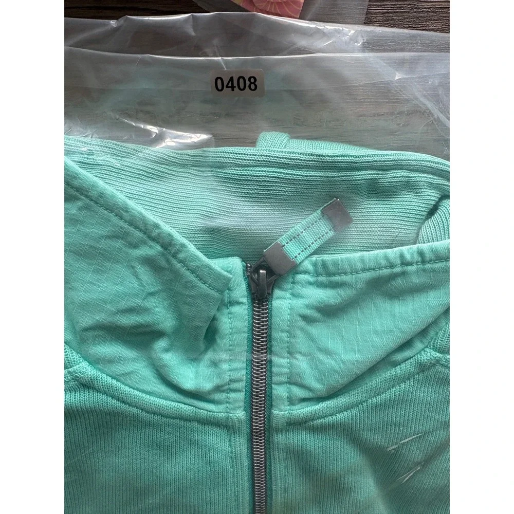 Tommy Bahama Relax Mens Quarter Zip Pullover Sweater Teal Green Ribbed Cotton M